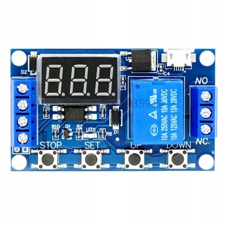 Tidsrelämodul USB-C – Programmerbar Timer 0-999 Min | 6-20V/USB-C | Relä 10A 230V