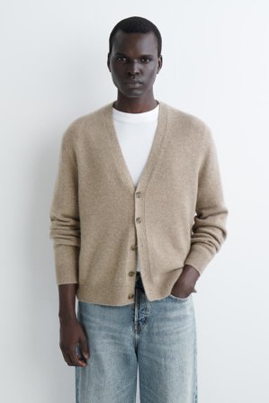COS Homme Cardigan Col En V En Cachemire in Beige