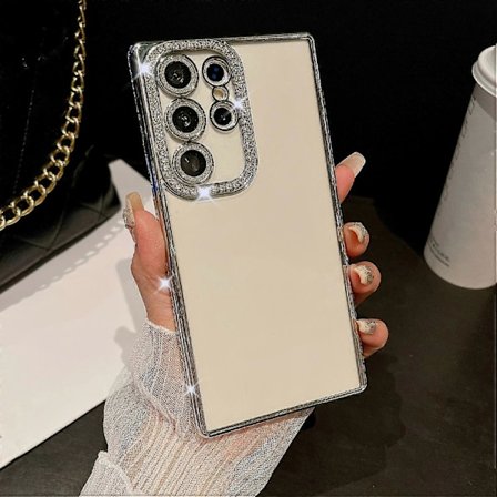 For Samsung Galaxy S25 Ultra Deksel Klar TPU Telefondeksel med Glitter Linsefilm