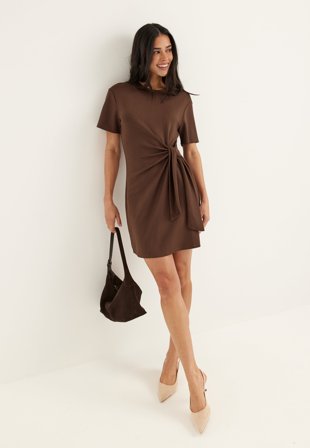 BUBBLEROOM - Knot Tee Dress - Brown