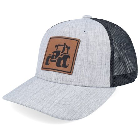 Kiddo Cap - Kids Tractor Engraved Box Patch Heather Grey/Black Trucker Trucker Grey Cap - @ Hatstore