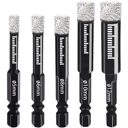 Diamantbor 5mm 6mm 8mm 10mm 12mm Bor Diamantbor med sekskantet skaft til keramik, granit, glas, porcelæn, fliser, vinkelsliber G DOG