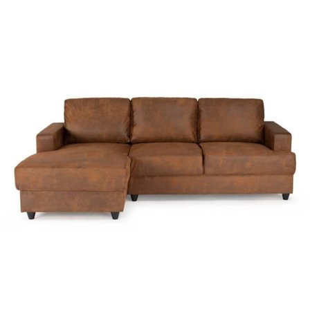 PAUL 4-personers venstre hjørnesofa - Vintage brunt stof - Moderne - L 215 x D 140 cm - Made in Ukraine