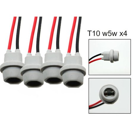 T10 w5w led / halogen kontakter / sockel fattning 4-pack mjuka