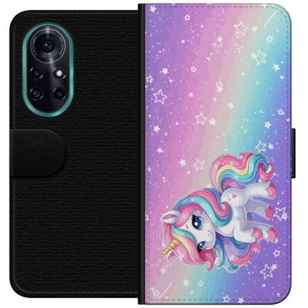 Yhteensopiva Lompakkokotelo Huawei nova 8 Pro Stitch polaroid-kehyksissä sinisillä pastellisävyillä ja suloisilla ilmeillä kollaaseissa sydämillä