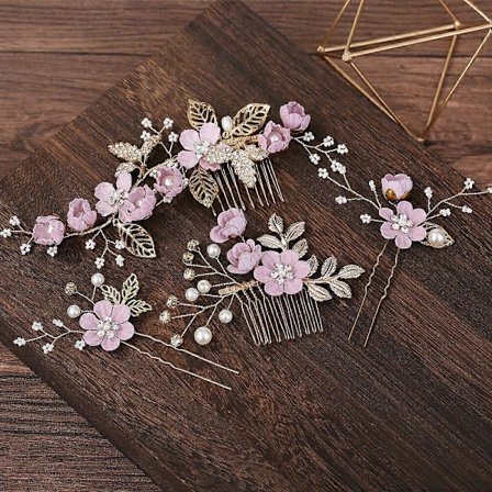 4 stk. bryllupshår smykker, brude smykker hårkam til elegante brudefrisurer