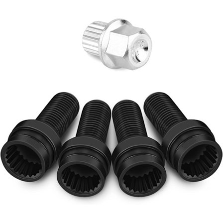 Hjulbolt Lås, Dæk Hjul Lås Tyverisikring Skrue Lug Mødebolt M141.5MM Låsning Sikkerhed Hjul Bolte Møtrikker Sæt Sort Stål Hjulbolt (4stk)