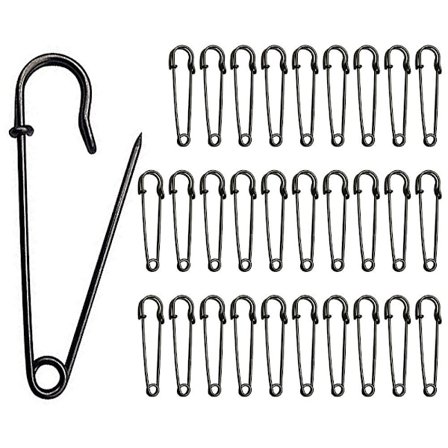 Säkerhetsnålar, kraftiga filtnålar 30 st, robusta säkerhetsnålar för filtar hantverk kjolar kiltar - svart