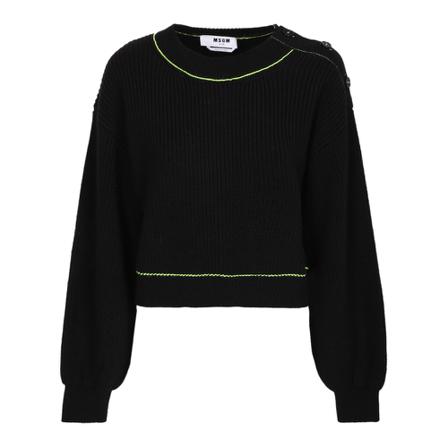 Msgm Round-neck Knitwear , Zwart , Dames , Maat: S Truis