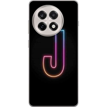 Kompatibelt Mobildeksel til OnePlus OnePlus 13R Minimalistisk neonbokstav J i fargeskiftende lys mot svart bakgrunn