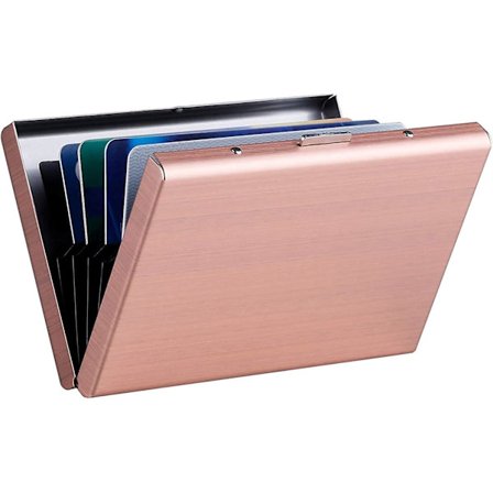 Ruusukulta - Luottokorttipidin, Luottokorttipidin, Pankkikorttipidin, Metalli Business Card Holder, Business Card Holder, Lompakko, 6 Paikkaa, (1 Kpl)