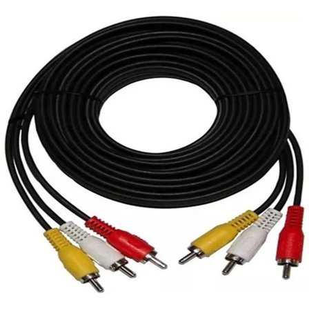 AV-kaapeli RCA-liittimellä, 3 väriä, uros-uros, digiboksiin, DVD:hen, televisioon, PVC, 15 metriä