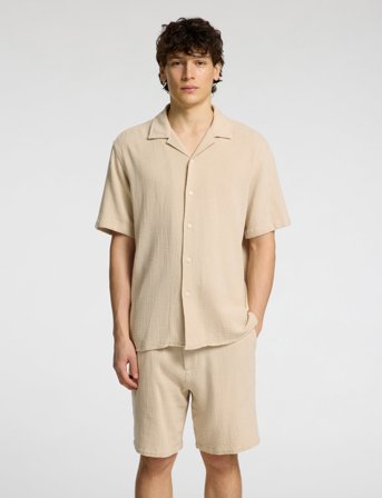 Selected Slhrelax-Sal Shirt Ss Resort - Beige - L