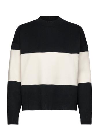 Over D Striped Sweater Pullover Svart Mango*Betinget Tilbud