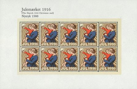 Danmark 1980 - Julemærkeark 1916 - Nytryk - Postfrisk