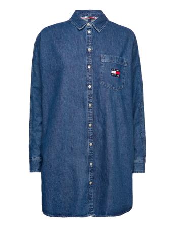 Tjw Boyfriend Denim Dress Langærmet Skjorte Blå Tommy Jeans
