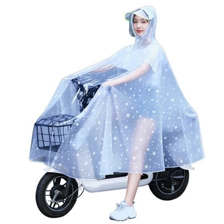 Dam Transparent Sykkel Regnjakke Elsykkel Helkropp Lett Lang Scooter Regnjakke 4XL Snowflake Hvit