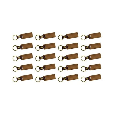 20 stk. Ubehandlede Træ Nøglering Emner Rektangel Læder Nøglering Tom Træ Valnød Med Nøglering