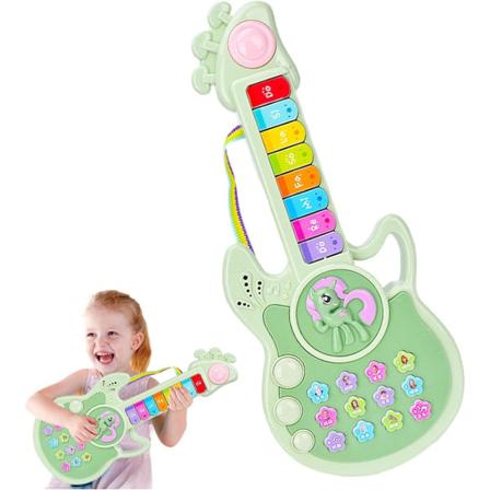 Kids Electric Musical Guitar - Elektronisk tecknad musikleksaksgitarr,musikinstrument Tidiga pedagogiska leksaker green
