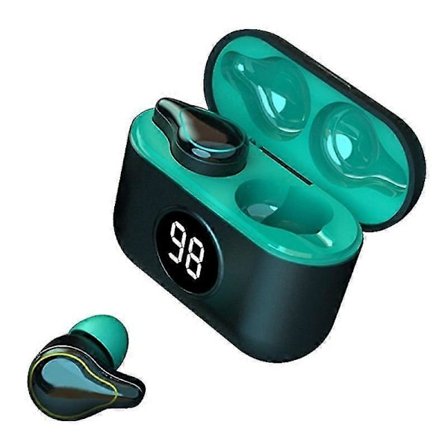 Trådløse ørepropper Vandtætte Bluetooth trådløse hovedtelefoner med mikrofon opladningsetui til træning løb rejser (grøn) HG