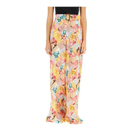 Zimmermann, tempo kaleidoscope belted trousers Oranje, Dames, Maat:M,linnen