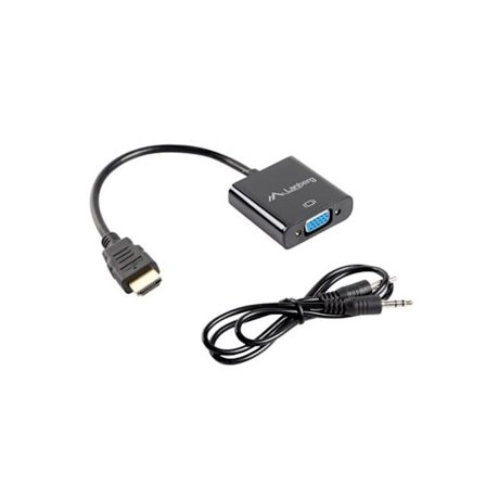 HDMI(M)-VGA(F)+MINIJACK 3.5MM(F) ADAPTER CABLE 20CM LANBERG