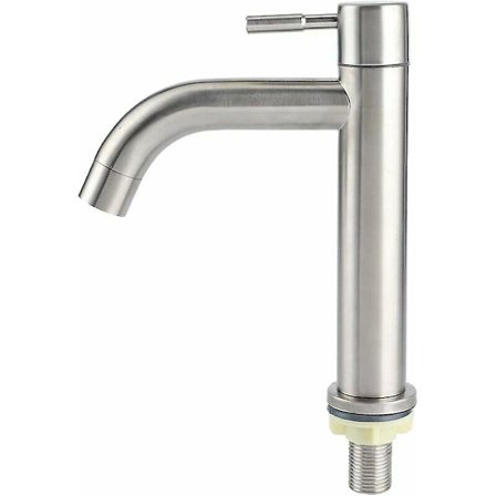 Borstad rostfritt stål enkel kallvattenkran med hög kropp enkel handtag ett hål