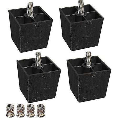 Bazhou Sofa Ben - Firkantede Plastik Sofa Ben - Møbel Ben - Forhøjelsessæt Med 4 (4 Stykker Sort)
