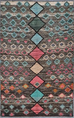 Hand Knotted Moroccan Berber - Afghanistan 94X151 Black/Dark Grey