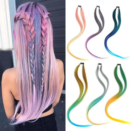 AZIR Clip On Hair Extension 10Color Ombre Rak Hair Extension Clip In Hairpieces Lågtemperatur Fiber Hårstycken