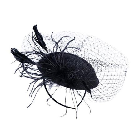 Dam Retro Fjäder Brudslöja Huvudbonad Festival Scen Cylinderhatt Håraccessoarer