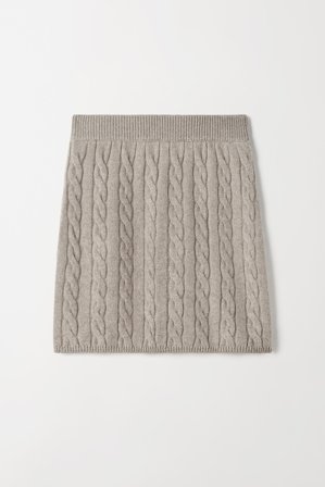 Soft Goat - Cable Knit Skirt - Cashmere skirt - S - Greige