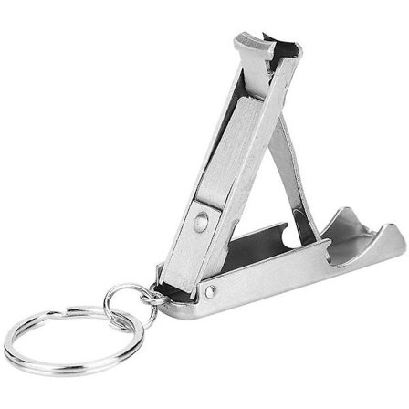 Nøkkelring neglesaks, 2 i 1 rustfritt stål neglesaks nøkkelring manikyr trimmer flaskeåpner
