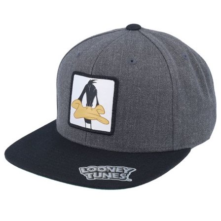 Looney Tunes - Grå snapback Keps - Daffy Duck Face Dark Grey/Black Snapback @ Hatstore