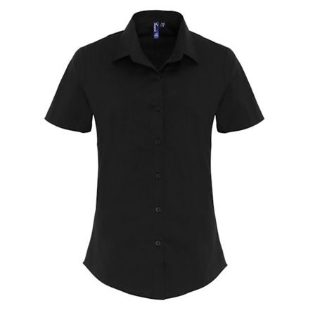 Premier Dam/Dam Stretch Fit Poplin Kortärmad Blus 2X Black 2XL