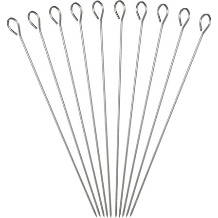 Rustfrit stål grillspyd, 10 stk., til kød, grøntsager, 30 cm, grill [DB]