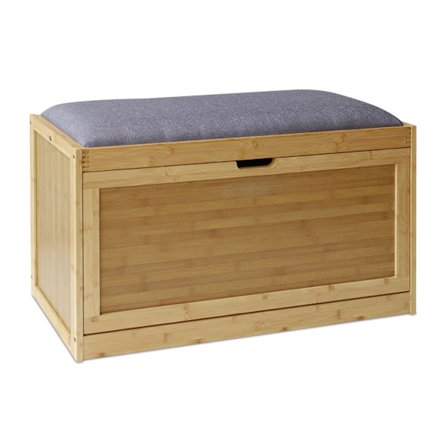 Bambus skoopbevaringsbænk med polstret sæde, plads til 8 par