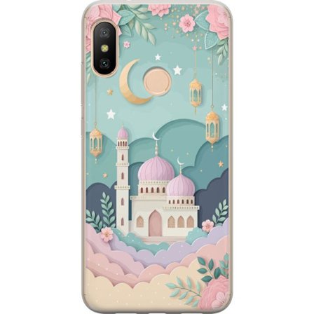 Kompatibel Mobilcover til Xiaomi Redmi 6 Pro Håndtegnet rejseinspireret mønster med verdenskort, fly, hjerter og vintage eventyrstema