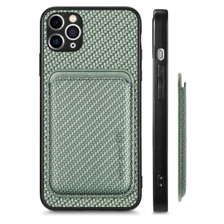 Iskunkestävä kuori Magsafe RFID:llä magneettikorttipidikkeellä iPhone 11 Pro - Vihreä