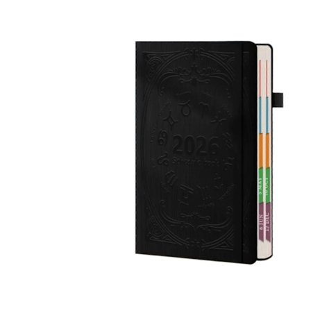 Effektivt designet bærbar A5 notesbog til planlægning, to-do-lister, påmindelser, PU-tekstureret materiale, kontorartikler (sort)