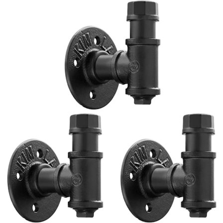 3-pak Rustikk Industriell Jernrør Kleshengere Veggkrok for Oppheng, Veggmontert Vintage Badekåpe Kleshengere Heavy Duty Farmhouse