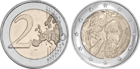 Frankrig 2017 - 100-årsdagen for Auguste Rodins død - 2 euro mønt