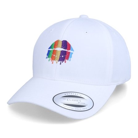 Iconic - Weiss adjustable Cap - Rainbow Lips White Curved Adjustable @ Hatstore