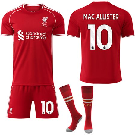 2025-2026 Liverpoolin Kotipaita Setti Lapsi Aikuinen Jalkapallovarusteet No.10 MAC ALLISTER-XM1- No.10 MAC ALLISTER[JSR]