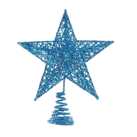 25 cm Joulukuusen Rautainen Tähtikärki Kimalteleva Joulukuusen Koriste (Sininen)