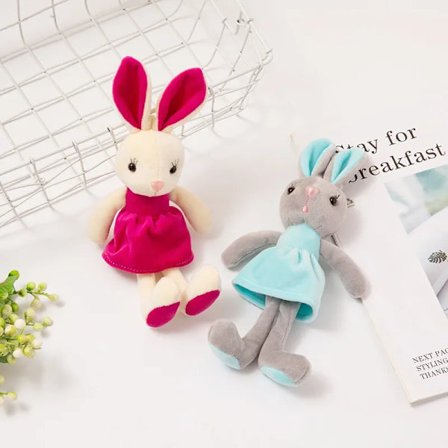 Sarjakuvamainen söpö pehmolelu pitkä hame roikkuva jalka pupu nukke luova pehmo pupu reppu avaimenperä