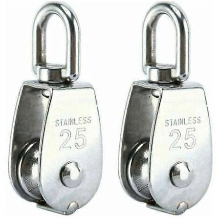 Løfteblok, 304 rustfrit stål enkelt remskive M25 enkelt remskive belastning 150 kg, sæt med 2