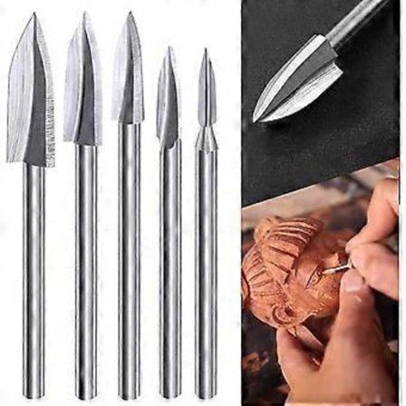 Træudskæringsbor Sæt til roterende værktøj, 5 stk. træudskæringsbor med 1/8 skaft til gør-det-selv træbearbejdning gravering udskæring boring slibning