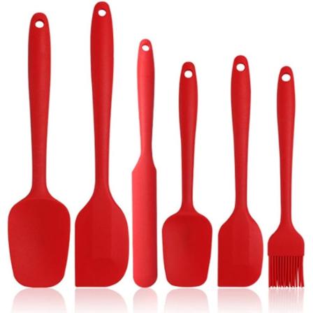 Silikonspatelset 6 delar, non-stick gummispatel med kärna i rostfritt stål - Värmebeständig spatel köksredskapsset för matlagning och bakning
