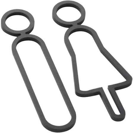 Svart 2x Toalettskilt Toalett Dørskilt Dekorasjoner Veggklistremerke Toalett Dørskilt WC-skilt for Familiegård